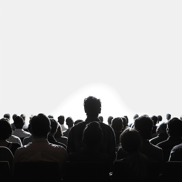 Photo la silhouette d'un public sur un fond blanc