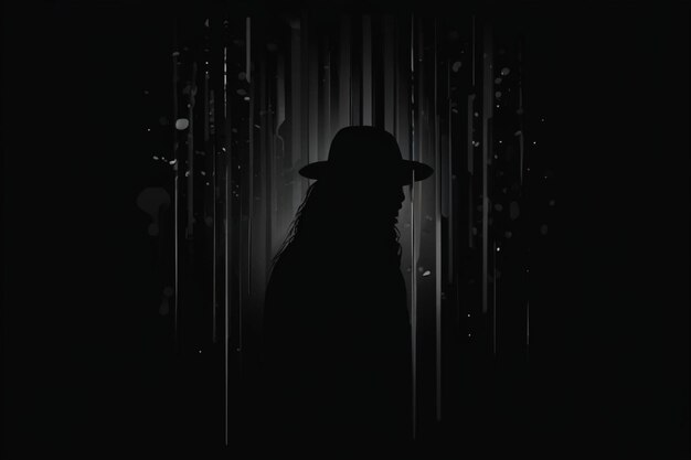 Photo une silhouette d'une vache dans le noir avec un chapeau noir dessus