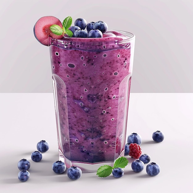 Smoothie aux bleuets avec une belle garniture