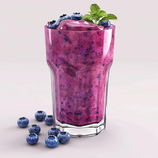 Smoothie aux bleuets avec une belle garniture