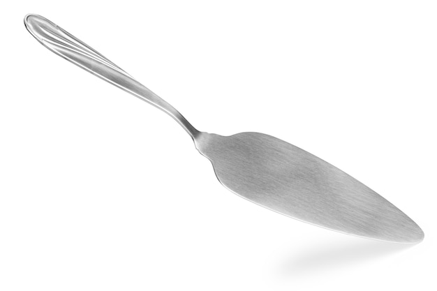 Spatule en métal sur fond blanc