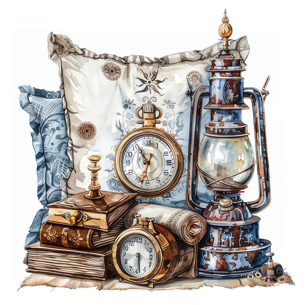 Steampunk clipart de serviettes de thé brodées et serviettes cool futuristes et anciennes