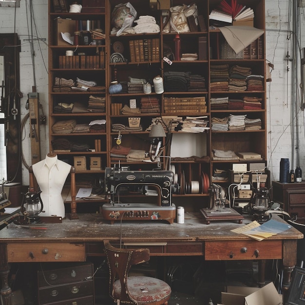 Photo un studio de couturiers rempli de supports électriques et de machines à coudre