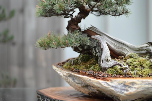 Photo styling bonsai pour refléter les terres naturelles arces générative ai