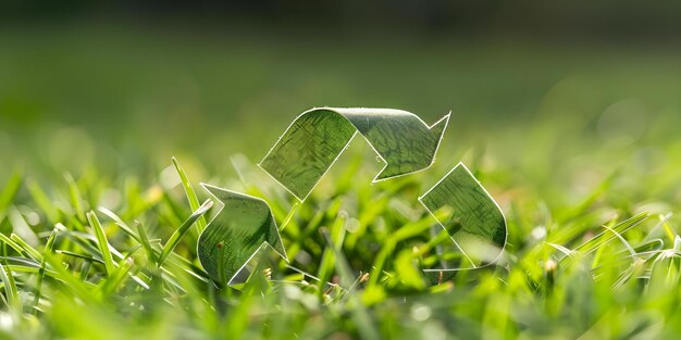 Photo symbole respectueux de l'environnement recyclage de l'herbe pour la nature et le développement durable concept pratiques respectueuses de l'environment recyclement de l'hiver conservation de la nature efforts de durabilité impact sur l'environnement