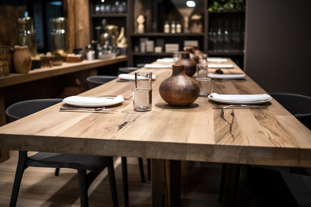 Photo une table avec un verre et une assiette de nourriture dessus