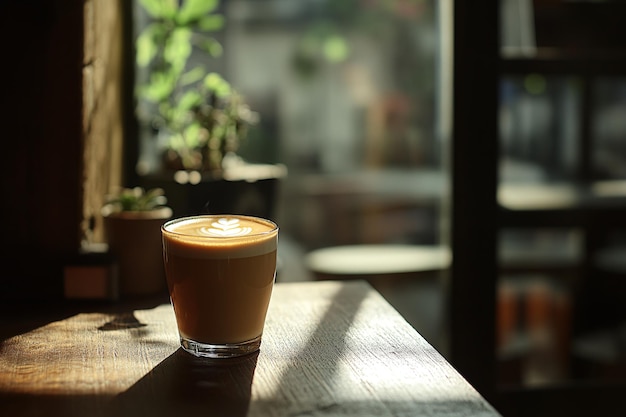 Photo une tasse de latte parfaite dans un café confortable