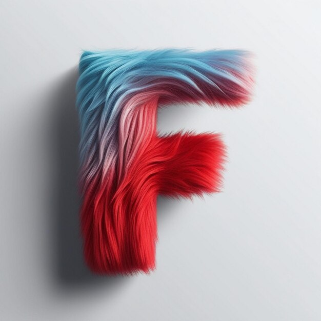 Photo textures moelleuses lettre f avec rendu 3d de la typographie à fourrure