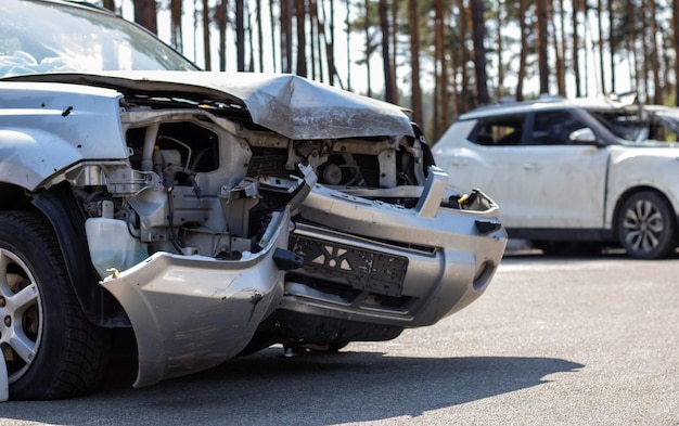 Traces de tirs sur la carrosserie de la voiture Guerre entre la Russie et l'Ukraine Partie d'une voiture civile sur laquelle on a tiré lors de l'évacuation de personnes non armées de la zone de combat