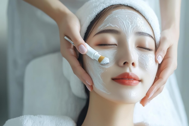 Photo un traitement facial relaxant dans un spa serein axé sur le rajeunissement de la peau et le pampering dans une atmosphère tranquille