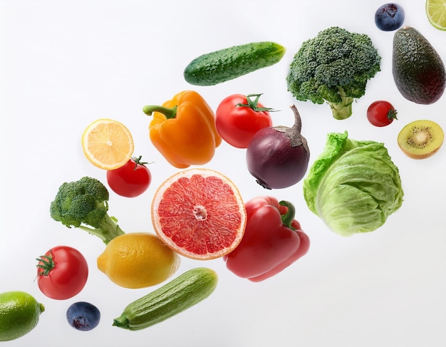 Photo une variété de fruits et de légumes sont disposés en cercle