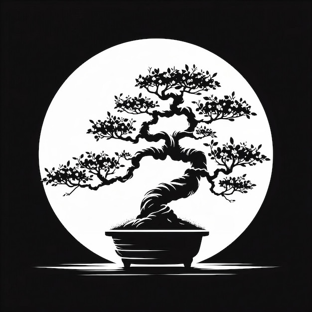 Photo vecteur de la silhouette d'un bonsai