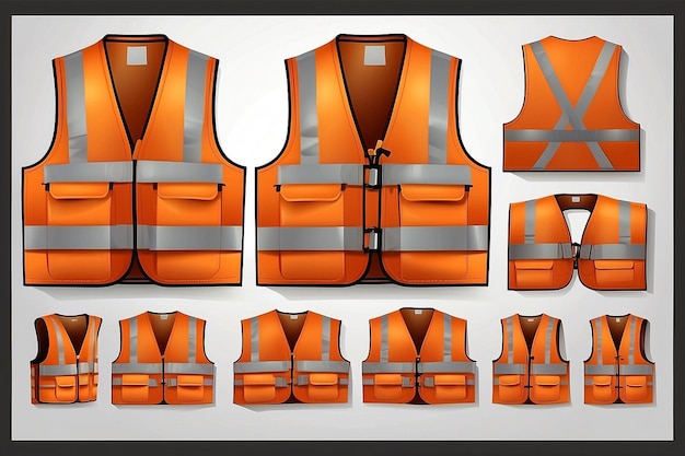 Photo veste de sécurité réfléchissante orange pour les personnes isolées vecteur avant et arrière pour la promotion