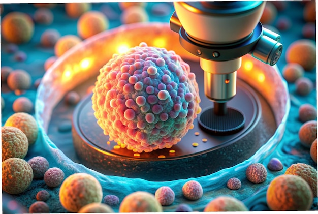 La vie sous le microscope cellulaire Biologie Médecine Illustration 3D