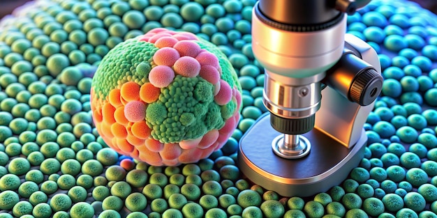 La vie sous le microscope cellulaire Biologie Médecine Illustration 3D