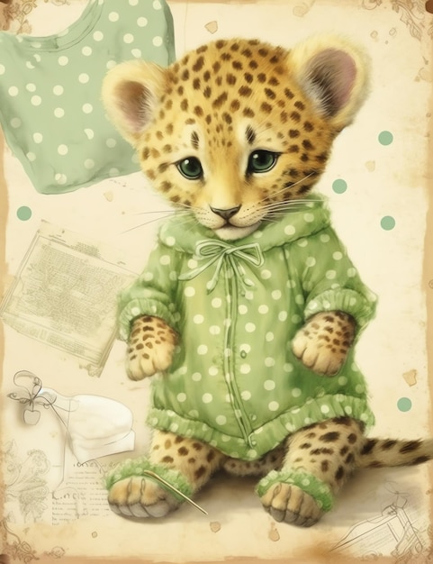 Vieille texture de papier d'un guépard avec des vêtements journal de déchets fond de papier numérique