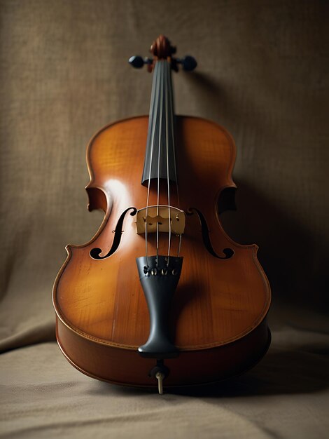 un violon avec un arc et un arc sur lui est assis sur un tissu blanc