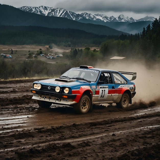 Photo une voiture de rallye avec le numéro 11 sur le devant