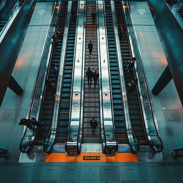 Photo vue aérienne d'un escalier mécanique dans une gare