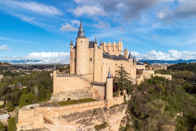 Vue aérienne de Ségovie Alcazar célèbre monument à Ségovie Espagne Photographie de haute qualité