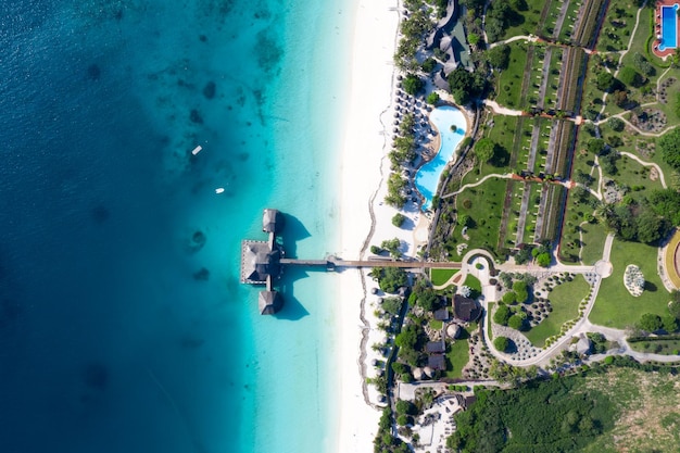 Photo vue imprenable sur la mer tropicale à zanzibar