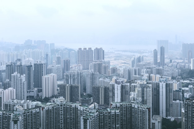 Photo vue de kowloon depuis la colline de lion rock