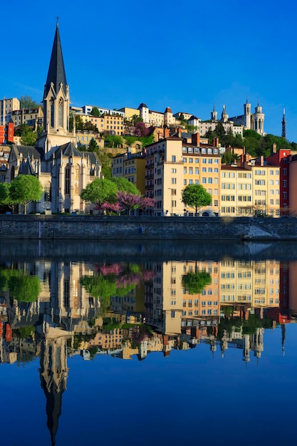 Vue verticale de la Saône le matin