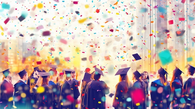 2023 graduation celebration background blur confetti Generative AI