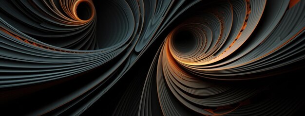 3D Abstract Design Background with Wavy and Spiral Curves Generative AI