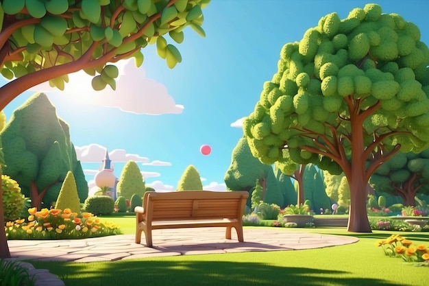 Photo 3d animation cartoon a sunny day