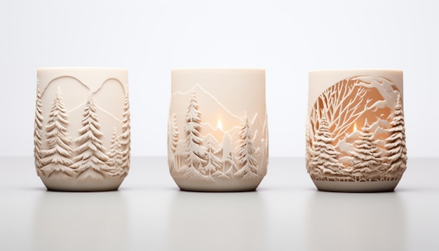 3d candle holder with the christmas decoration