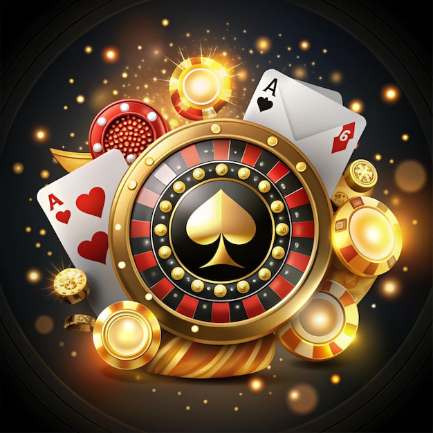 Photo 3d casino chip design background on luxury black background vector