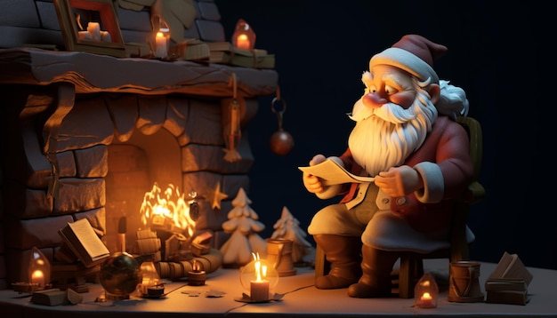 3d character of man in christmas night