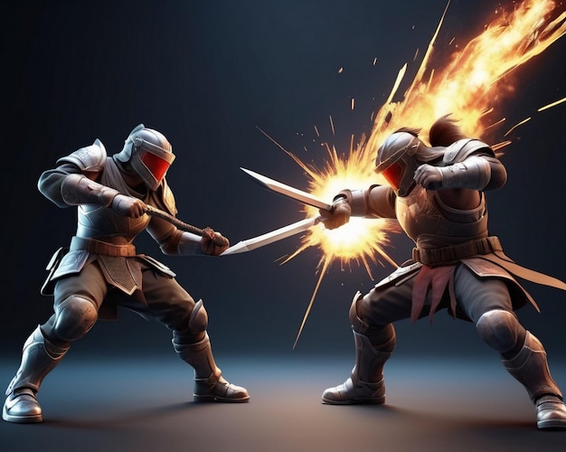 Photo 3d combat icon intense battle scene in gaming illustration ai generated