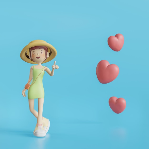 3D cute Character about dating app