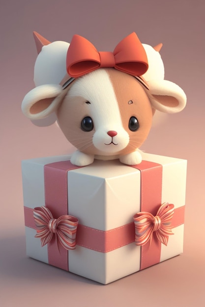 3d cute christmas gift box