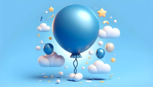 Photo 3d flat icon as balloon icon with copy space on a blue background concept as a vector image of a bal