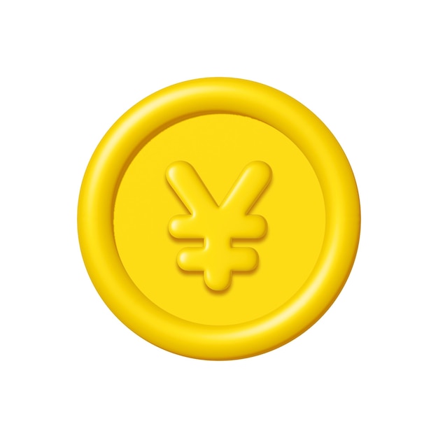 3d gold coin icon with japanese yen sign isolated on white background render illustration