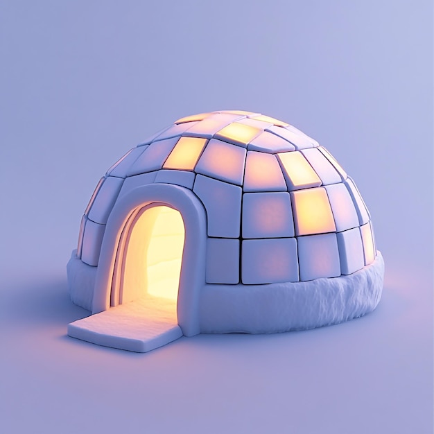 Photo 3d icon domeshaped shelter made of ice blocks illustration logo