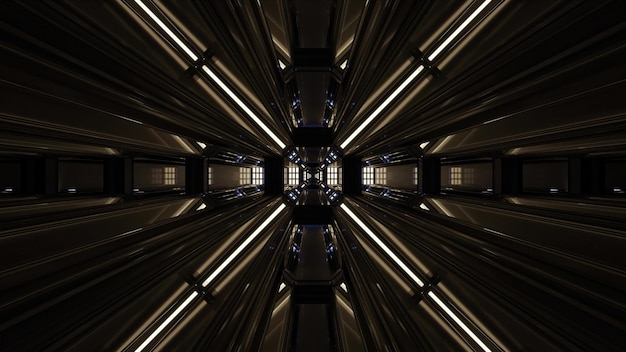 3D illustration of 4K UHD symmetric tunnel