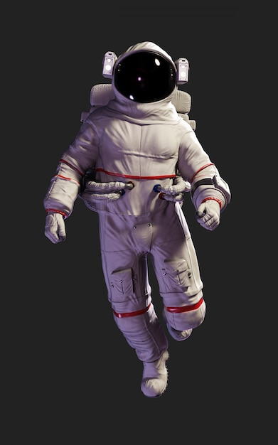 3d Illustration Astronaut pose against isolated on black background with clipping path.