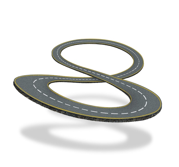 3d illustration of infinity symbol road. endless road illustration design on white background.