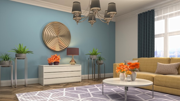 3d Illustration of the living room interior