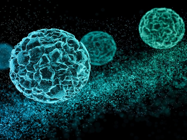 3D medical background with abstract virus cells