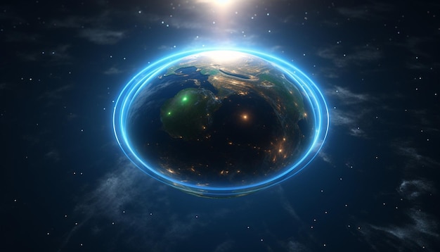 Photo a 3d power button symbol with earth at its center