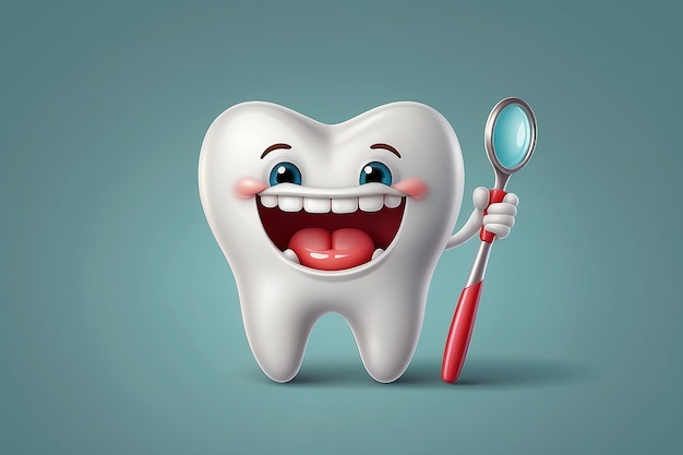 3D realistic happy tooth vector illustration