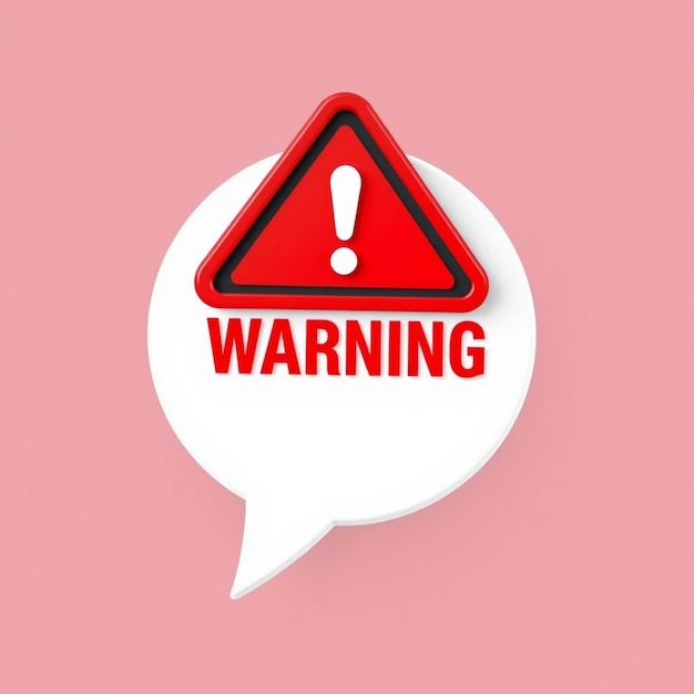 3D Red Warning Sign on Speech Bubble Attention concept Trendy and modern vector in 3d style