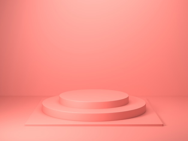 3d Render of abstract pink color geometric shape , modern minimalist mockup for podium display or showcase