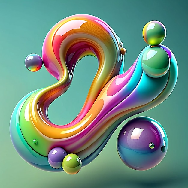 3d render of a close up of and colorful liquid abstract shape