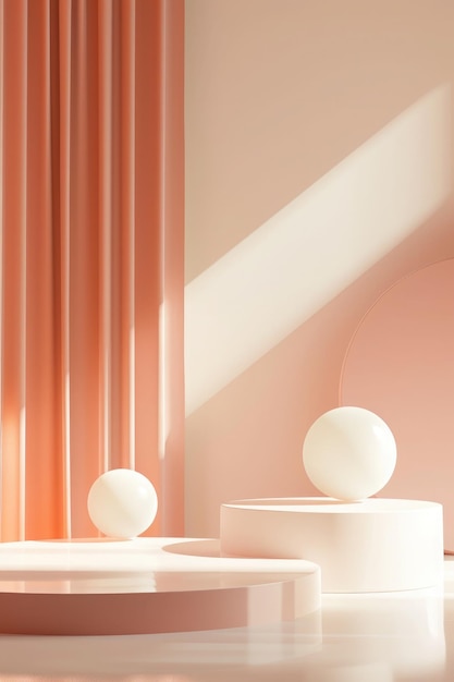 Foto rendering 3d di forme geometriche minime astratte podium di lusso lucido per il tuo design in colore pastello